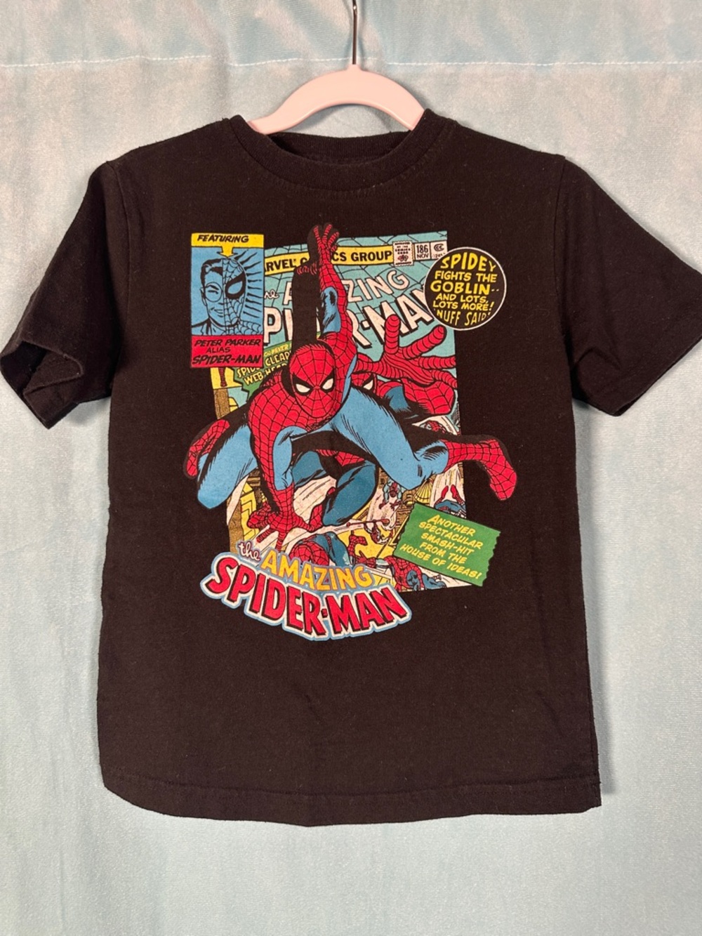 Marvel The Amazing Spider-Man Black Tee with Red & Blue Graphic